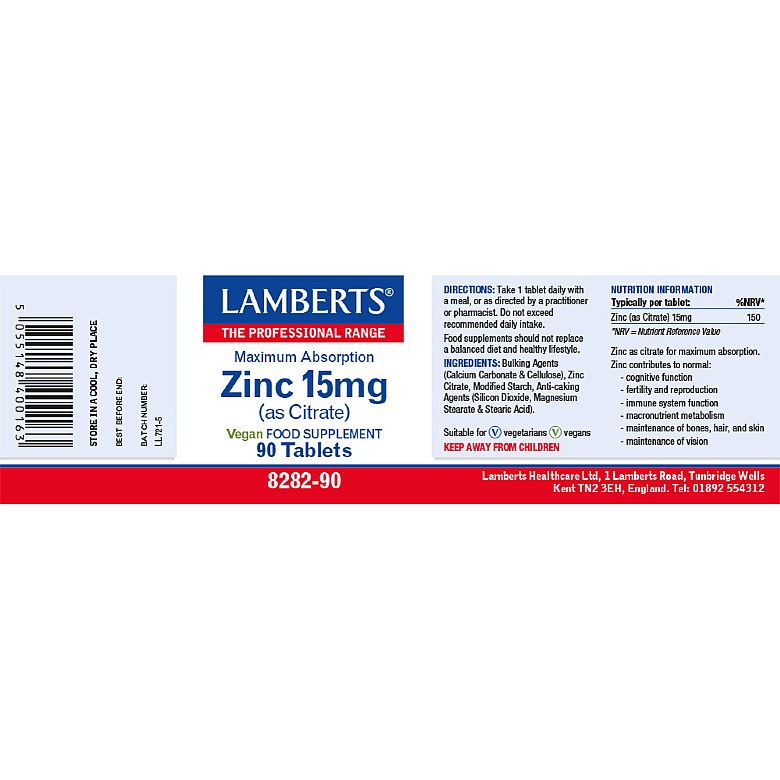 Lamberts Zinc 15mg